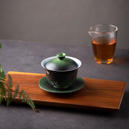 three quarter view of the artistic moon deer 120ml porcelain gaiwan