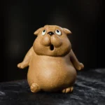 handmade authentic yixing zisha chubby dog tea pet on gongfu tea tray