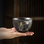 full set of 4 styles of black ceramic cat gongfu tea cups