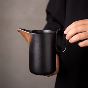 Full product view of 330ml black ceramic Gong Dao Bei tea pitcher