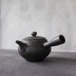 full product view of black ceramic kyusu teapot 500ml with side handle