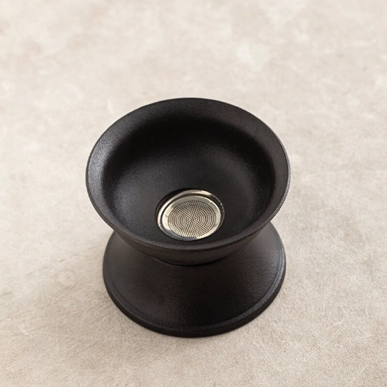 classic black ceramic loose leaf tea strainer with base