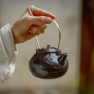Black ceramic tea warmer stove for handmade teapot