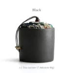 black portable ceramic mini tea jar with fabric lid