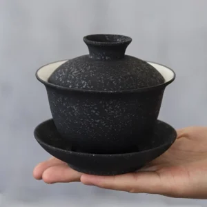 150ml black speckled ceramic gaiwan tea set full product view