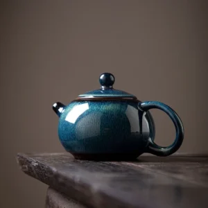 handmade blue-green jianzhan ceramic teapot main view