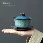 handcrafted blue jianzhan gaiwan tea set 160ml full view