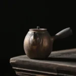 full view of 200ml bronze ceramic kyusu side handle teapot