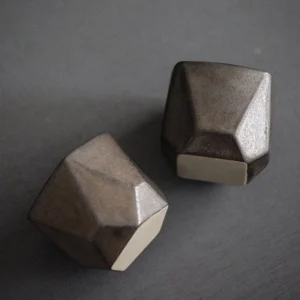 bronze geometric small ceramic tea cup full product view