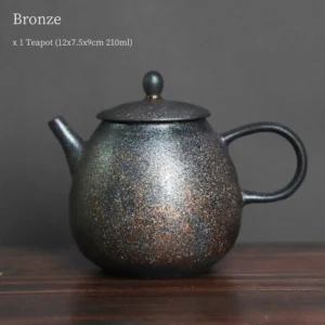 bronze textured handmade chinese ceramic teapot 210ml