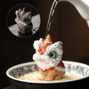 color changing lucky lion dance tea pet on tea table