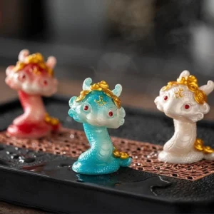 main view of 2025 year of the snake color changing tea pet resin tea table decor