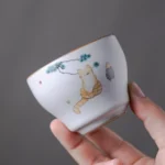 hand-decorated 75ml ceramic gongfu tea cup collection multiple styles