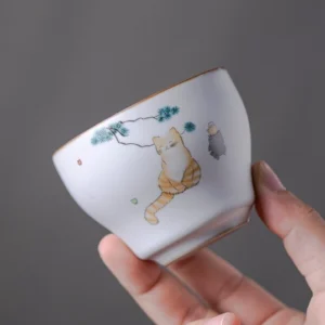 hand-decorated 75ml ceramic gongfu tea cup collection multiple styles