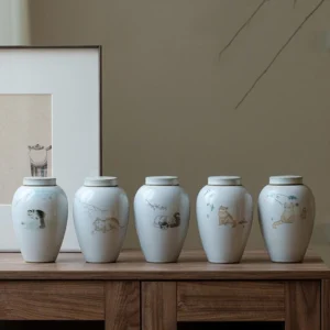 full collection of cute cat pattern airtight ceramic tea jars