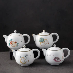 180ml cute lucky cat ceramic teapot full product view