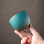 handcrafted blue green dehua ceramic gongfu teacup 150ml
