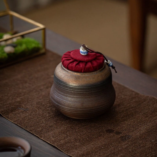 Empty ceramic tea jar interior showing smooth glazed ceramic