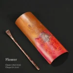 flower engraved purple copper silver plated tea scoop and tea pick set