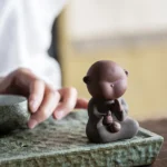 full collection of 6 cute little monk zisha clay tea pets