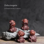 full set of four no monkeys yixing purple clay tea pet