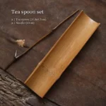 full set view of handcrafted natural bamboo tea scoop and tea needle