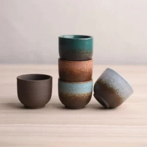full set of handmade gradient glaze wabi sabi ceramic tea cups 50ml