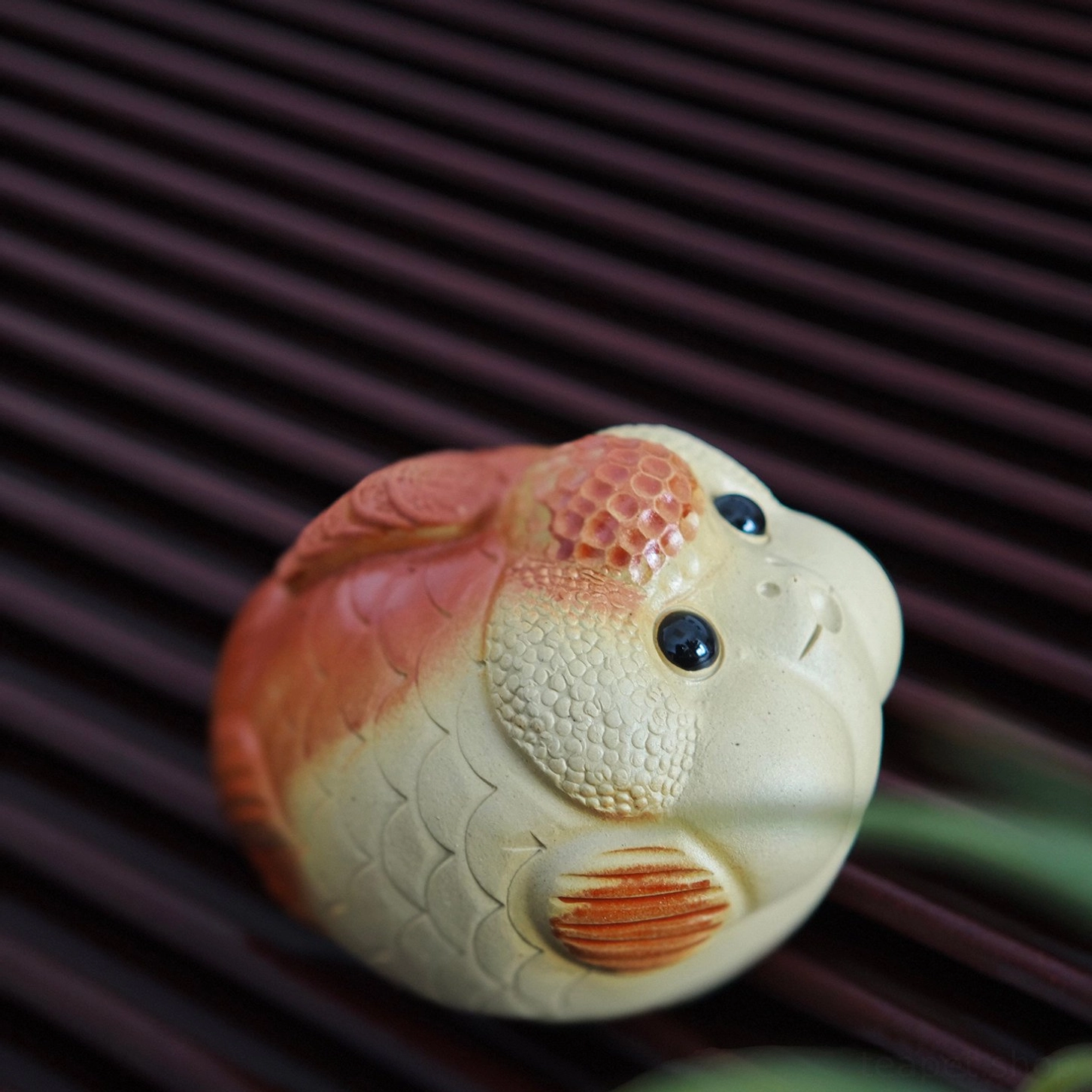 authentic yixing zisha clay lucky fish water-spraying tea pet full view