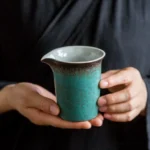 full view of 200ml vintage crackle glaze chinese ceramic tea pitcher gongdao bei