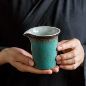 full view of 200ml vintage crackle glaze chinese ceramic tea pitcher gongdao bei