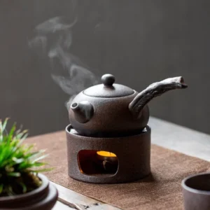 Full vintage 200ml Kyusu Teapot with Candle Warmer complete set