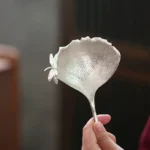 ginkgo leaf dragonfly silver metal loose leaf tea strainer full view