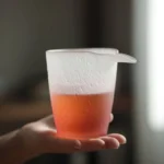 200ml gradient pink frosted glass gong dao bei tea pitcher front view