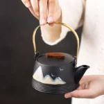 hand-painted black mountain ceramic teapot 290ml new chinese style