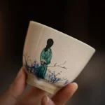 style a hand painted ceramic gongfu tea cup 90ml blue crackle glaze