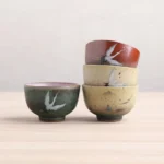 collection of hand-painted traditional chinese ceramic gongfu tea cups 90ml