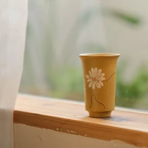 hand-painted floral yixing zisha pinming tea cup 35ml front view