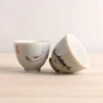 full set view hand painted ink wash fish chinese ceramic tea cup 130ml