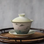 hand-painted landscape gradient chinese gaiwan tea set 150ml full view