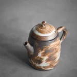 front view of handcrafted 110ml wabi-sabi ceramic teapot