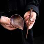 Full set of handcrafted black walnut tea scoop and tea pick accessories