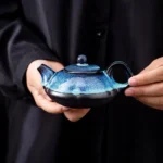 Handcrafted blue Jian Zhan Chinese ceramic teapot 160ml full product view