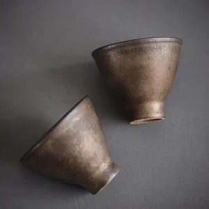 handcrafted bronze ceramic gongfu tea cup full view