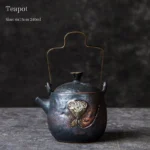 handmade rustic ceramic lotus gongfu teapot 240ml full product view