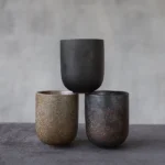 handcrafted textured ceramic tea cup side view