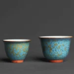 handcrafted set of two chinese porcelain kung fu tea cups