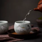 Full product view of handcrafted cute cat ceramic chawan tea bowl