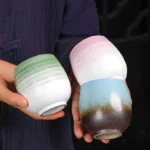 full collection of gradient glaze handcrafted Chinese ceramic tea cups 150ml