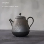 front view of 180ml handcrafted chinese iron rust glaze gongfu teapot