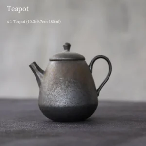 front view of 180ml handcrafted chinese iron rust glaze gongfu teapot